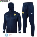 Giacca con Cappuccio e Zip Completa e Pantaloni Francia 2025 Blu Navy Giacca con Cappuccio e Zip Completa e Pantaloni Francia 2025 Blu Navy